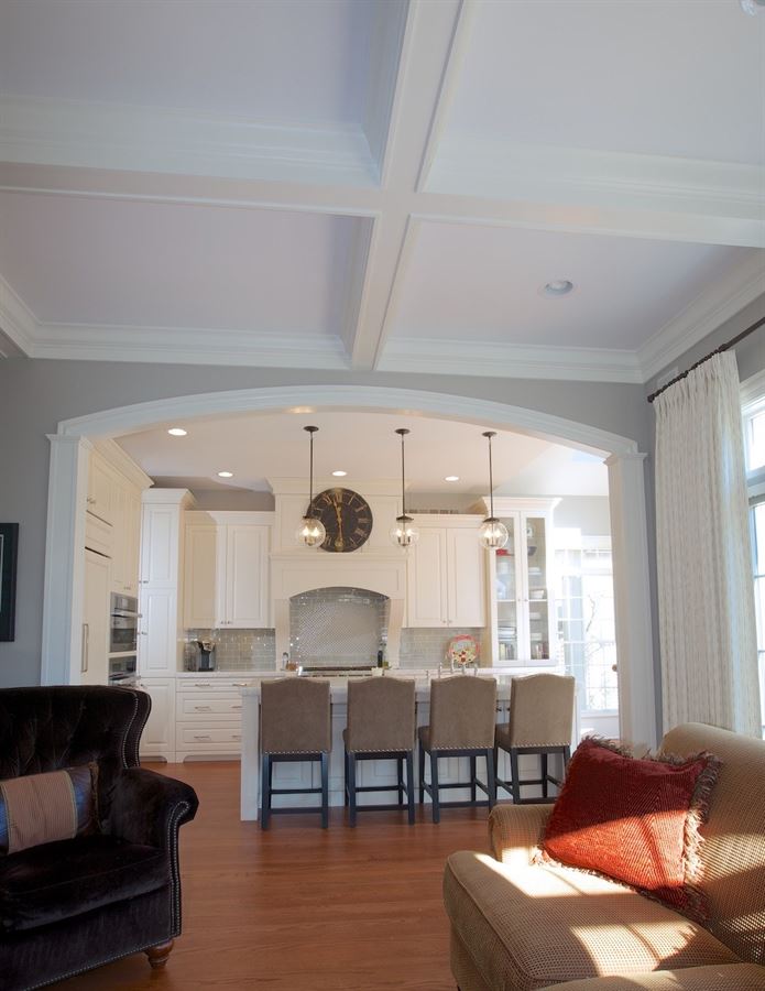 Coffered Ceiling Completes Family Room Kitchen Renovation