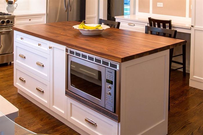 lamantia close up of kitchen island with brown top