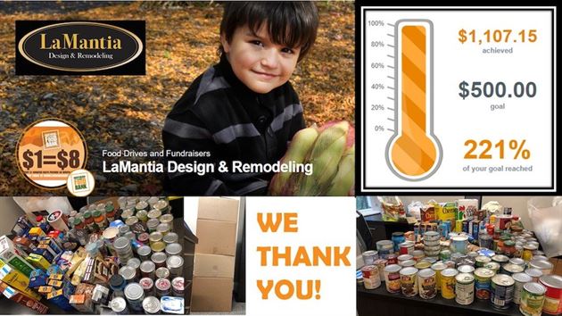 LaMantia Food Drive Results from November, which raised $8,857 worth of groceries