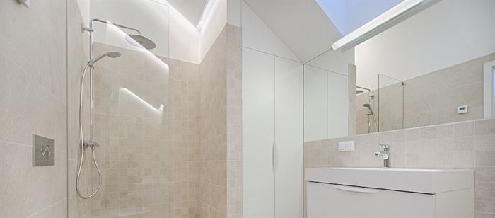 Master bathroom with his and hers shower