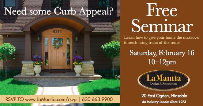 LaMantia flyer for Exterior Renovations seminar on February 16, 2019