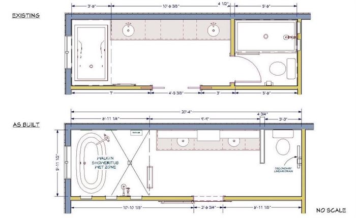 Floor plan for updated bathroom renovation