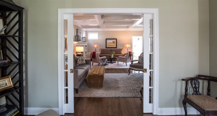 Pocket doors from office into living room