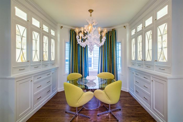 Renovated kitchen dining book with hutch cabinets