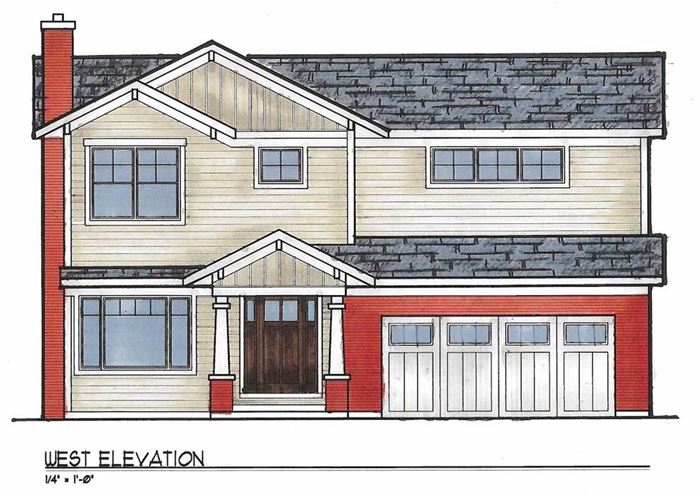 Drawing of La Grange front exterior renovation and second floor addition