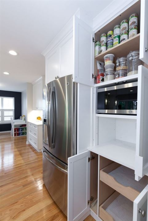 small kitchen appliance garage with additional storage